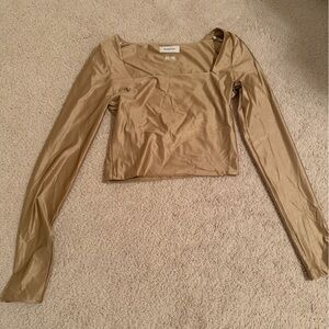 Babaton Contour Gold Long Sleeve Crop Top